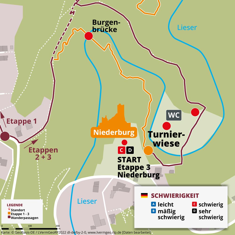 Burgenklettersteig Klettersteig Manderscheid Vulkaneifel Eifel klettern Natur Aktivurlaub Karte Etappen